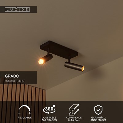 Lucide GRADO - Foco de techo - 2xGU10 (MR11) - Hierro gris